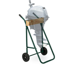 Relaxdays Supporto per Motore Fuoribordo, Carrello per il Trasporto e Stoccaggio, in Acciaio, fino a 100 kg, Verde Scuro