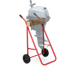 Supporto per Motore Fuoribordo, Carrello per il Trasporto e lo Stoccaggio, in Acciaio, fino a 100 kg, Rosso - Relaxdays