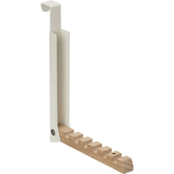 Relaxdays - Appendiabiti Pieghevole da Porta, 6 Ganci per Grucce, Appendino per Porte Spesse 2 cm, Ferro e Legno, Crema