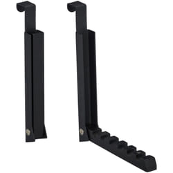 Relaxdays - Appendiabiti Pieghevole da Porta, 6 Ganci per Grucce, Appendino per Porte Spesse 2 cm, Ferro e Legno, Nero