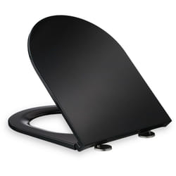 Relaxdays - Tavoletta wc con Chiusura Ammortizzata, LxP 36 x 45 cm Forma di d, Sgancio Rapido, Sedile in Duroplast, Nero