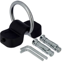 Relaxdays - Anello Antifurto Bici e Moto, 10 mm, Ancoraggio a Muro Biciclette e Scooter, Acciaio, Plastica, Nero Argentato