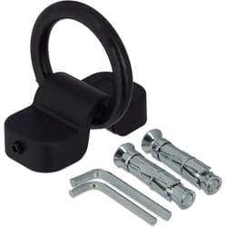 Relaxdays - Anello Antifurto Bici e Moto, Gancio 14 mm, Ancoraggio a Muro per Biciclette, Scooter, Acciaio, Plastica, Nero
