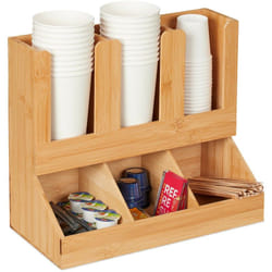Relaxdays Organizzatore Porta Bicchieri, 6 Scomparti, Organizer 6 Scomparti per Caffetteria, 29,5x34,5x17 cm, Naturale