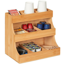 Relaxdays - Organizzatore Porta Bicchieri, 9 Scomparti, Organizer 6 Scomparti per Caffetteria, 24x26,5x17,5 cm, Naturale