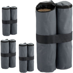 Peso per Gazebo, Set da 4, Sacchi in Tessuto Oxford da Riempire con Sabbia, Zavorre per Padiglione, Grigio - Relaxdays