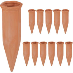 Coni da Irrigazione, in Set da 12, per Piante e Fiori, Innaffiatori per Bottiglie pet da 1,5 Litri, Terracotta - Relaxdays