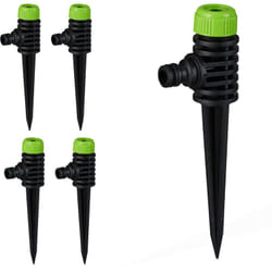 Relaxdays - Set da 5 Irrigatori per Prati, Giardino, Gitatta 6 m, con Spuntone per il Fissaggio, Plastica, Nero Verde