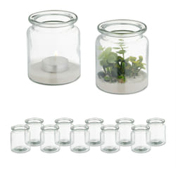 Relaxdays - Vasetti Portacandele, Set 12, Vasi in Vetro per Lumini, Bicchieri Porta Candele, HxD: 9,5 x 8 cm, Trasparente