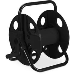 Relaxdays - Avvolgitubo Acqua, Raccoglitubo, Avvolgi Tubo 30 metri e 1/2', Acciaio e Plastica, hlp: 38 x 42 x 31 cm, Nero