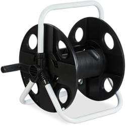 Relaxdays - Avvolgitubo Acqua, Carrello Avvolgi Tubi 30 m, 1/2', Acciaio, Plastica, Portatubo hlp 38x42x31 cm, Nero Bianco