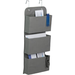 Organizer da Parete, 3 Scomparti, per Porta e Muro, Portaoggetti con Ganci da Appendere, 75x31x10 cm, Grigio - Relaxdays