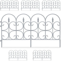 Relaxdays - Recinzione per Aiuole, Set da 6 Bordature Prato, HxL 38x68,5 cm, Bordi Decorativi Giardino, Plastica, Grigio