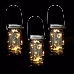 Queste lampade solari in set da 3 creanoun'atmosfera suggestiva nella tua abitazione. Grazie al sensore, i LED deibarattoli l ...