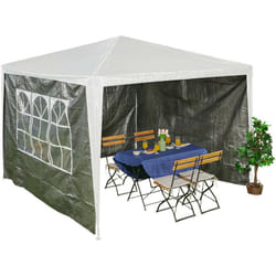 Tende per Gazebo Laterali, Set 3, Telo Impermeabile, Pareti, Chiusura a Strappo, 3x3 m, Finestra, Grigio Scuro - Relaxdays