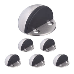 Relaxdays - Fermaporta a Pavimento, Set da 6, Blocca Porta da Terra, Paracolpi Fissaggio Adesivo o con Viti, Argento Nero