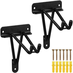 Relaxdays - Gancio Porta Attrezzi da Giardino, Set da 2, Regge 30 Kg, Appendi Accessori Giardinaggio e Officina, Nero