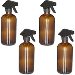 Relaxdays Spruzzino Nebulizzatore, Set 4, 500ml di Bottiglie Spray Vuote, Vaporizzatore Parrucchieri, Pulizia, Marroni