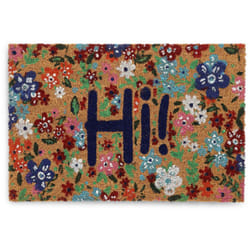 Relaxdays - Zerbino in Fibra di Cocco, 40x60 cm, Design 'Hi' con Fiori, Tappetino Interni e Esterni, Antiscivolo, Colorato