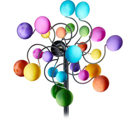 Relaxdays - Girandola a Vento in Ferro, Mulino Doppio, Giardino e Balcone, Gioco per Bambini, hlp 119x33x15,5 cm, Colorato