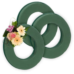 Relaxdays - Spugna per Fiori Freschi e Secchi, Set da 3 Cerchi in Schiuma Floreale, ø 25cm, Base Ghirlanda Fioristi, Verde