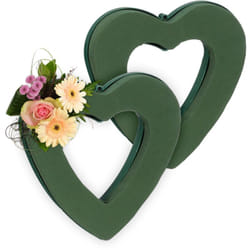 Relaxdays - Spugna per Fiori Freschi e Secchi, Set 2 Cuori in Schiuma Floreale, 24x23x4 cm, Base Ghirlanda Fioristi, Verde