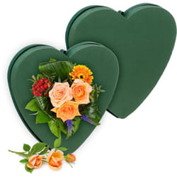 Relaxdays - Spugna per Fiori Freschi e Secchi, Set 2 Cuori in Schiuma Floreale, 26,5x26,5x4 cm, Composizioni Fiorai, Verde
