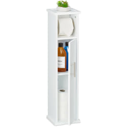 Porta Carta Igienica da Bagno, Mobiletto Autoportante Salvaspazio, Portarotolo, hlp 77x18,5x17,5 cm, Bianco - Relaxdays