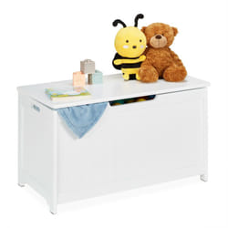 Relaxdays - Cassapanca Bambini, Baule Portagiochi da Cameretta, Contenitore con Coperchio, mdf, hlp 45x80x40 cm, Bianco