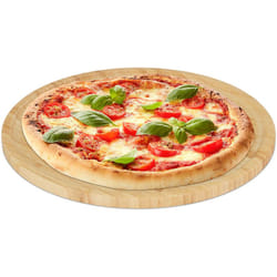 Relaxdays - Piatto per Pizza Rotondo, ø 32 cm, Tagliere Antipasti Formaggi, Vassoio da Portata Cucina, in Bambù, Naturale