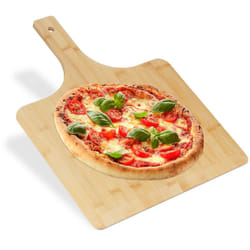 Relaxdays - Pala per Pizza, Paletta Rettangolare 1 x 50 x 38 cm, Manico, per Pane al Forno, Focacce, in Bambù, Naturale