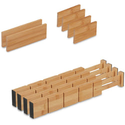 Relaxdays - Divisori da Cassetto, Set da 10 Separatori da Cucina, Organizer Lunghezza Regolabile 34 - 44 cm, Marrone