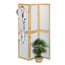 Relaxdays - Paravento a 3 Pannelli, 180x136,5 cm, Divisore Bambù e Plastica, Separé Ambienti Interni, Naturale Bianco