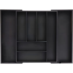 Relaxdays Portaposate da Cassetto Allungabile, 6,5 x 35-58 x 43,5 cm, 6-8 Scomparti, Organizer per Posate, Bambù, Nero