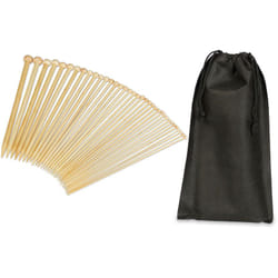 Relaxdays - Kit Ferri Doppia Punta, Set da 36 Knitting Needles per Lavorare a Maglia, 18 Misure: 2 mm fino 10 mm, Marroni