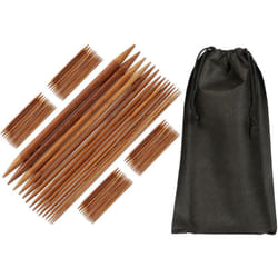 Relaxdays - Kit Ferri Doppia Punta, Set da 75 Knitting Needles per Lavorare a Maglia, 15 Misure: 2 mm fino 10 mm, Marroni