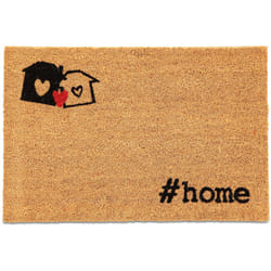 Relaxdays - Zerbino in Fibra di Cocco, 60x40 cm Design 'home', Tappetino per Interni ed Esterni Antiscivolo, Marrone Nero