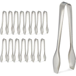 Relaxdays - Pinze per Zollette di Zucchero, Set da 16, in Acciaio inox, Tenaglie per Cubetti Ghiaccio, Caramelle, Argento