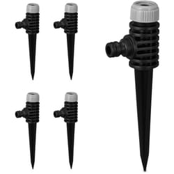 Relaxdays - Set da 5 Irrigatori per Prati, Giardino, Gitatta 6 m, con Spuntone per il Fissaggio, Plastica, Nero Grigio