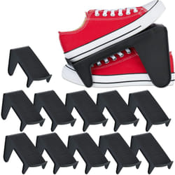 Set da 12 Portascarpe, Sistema Organizer Scarpiera , max. Numero 39, Porta Scarpe Antiscivolo, Plastica, Nero - Relaxdays