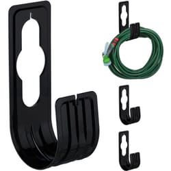 Relaxdays - Portatubi, Set da 4 Supporti per Tubi da Giardino 30 m, per Rubinetto e Parete, hlp: 22 x 7,5 x 10 cm, Nero