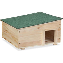 Relaxdays - Casetta per Ricci in Legno, Rifugio Giardino, 2 Camere, 21,5x40x40 cm, Tana Anti Predatori, Marrone Naturale