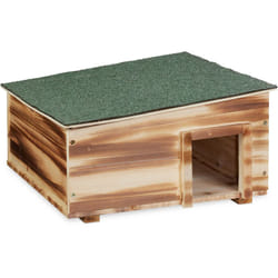 Relaxdays - Casetta per Ricci in Legno, Rifugio da Giardino, 2 Scomparti, 21,5x40x40 cm, Tana Contro Predatori, Marrone