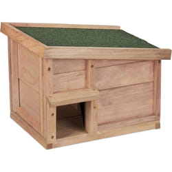 Relaxdays - Casetta per Ricci in Legno, Rifugio da Giardino, 2 Camere, 30x40x34 cm, Tana Contro Predatori, Marrone Chiaro