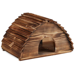 Relaxdays - Casetta per Ricci, Legno Fiammato, Rifugio per Porcospini, Giardino, 25x40x30 cm, Tana con Pavimento, Marrone