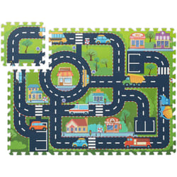 Relaxdays - Tappeto Gioco Bambini, Puzzle 12 Tasselli con Auto e Strada, 114 x 86 cm, Tappetino per Gattonare, Colorato