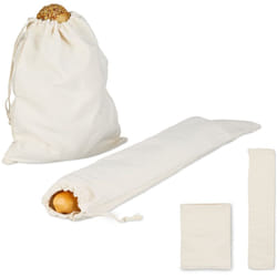 Relaxdays - Sacchetto Portapane, Set da 4 Buste Porta Pane, Frutta e Verdura, Borsa Stoffa per Grissini, 2 Misure, Beige