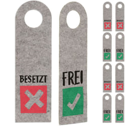 Relaxdays - Cartello "Occupato Libero" per Porta, Set da 10, Targhetta Bagno non Disturbare Bilaterale in Feltro, Grigio