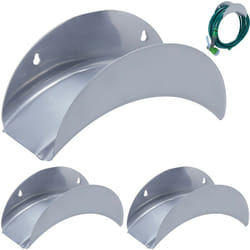 Relaxdays - Portatubo da Parete, Set 3 Supporti per Tubi Giardino 30 m e 1/2', Sostegni in Metallo per Pompa Acqua, Grigio