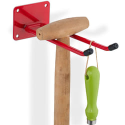 Relaxdays - Gancio Porta Attrezzi da Giardino, l: 24 cm, Appendi Accessori Giardinaggio, Portaoggetti Officina, Rosso